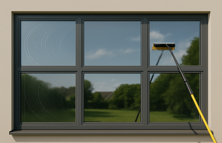 Scattered fallen leaves along a paved surface beside a wooden fence.